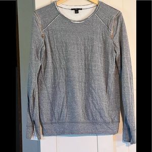 David Lerner gray sweatshirt zippers at shoulders and wrists, raw neckline, sz M